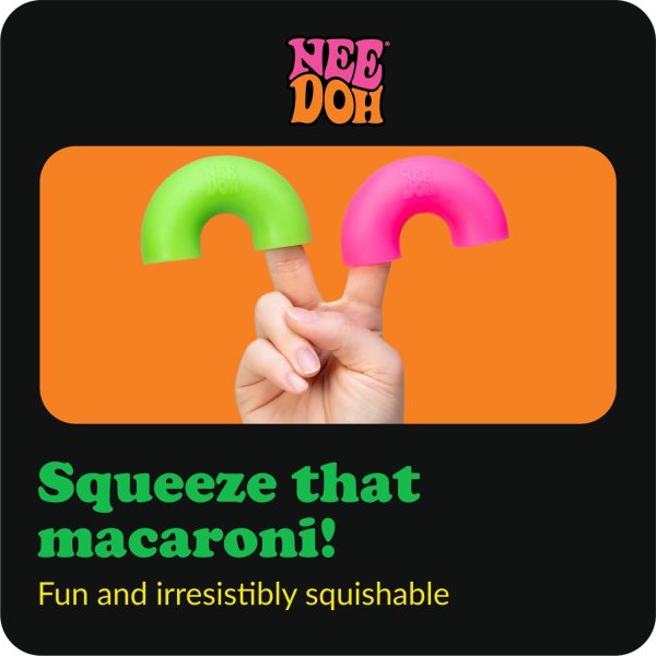 Schylling NeeDoh Mac 'N' Squeeze - Sensory Squeeze Toy - Contains 4 Squishy Noodles - 3 Wide - Color May Vary (Pack of 1)