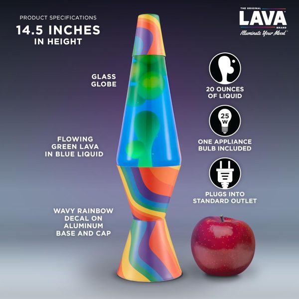 Lava The Original Lamp - 14.5 Warped Rainbow ?C Classic Liquid Motion Lamp - Yellow Wax and Blue Liquid - Item #2713 (Amazon Exclusive)